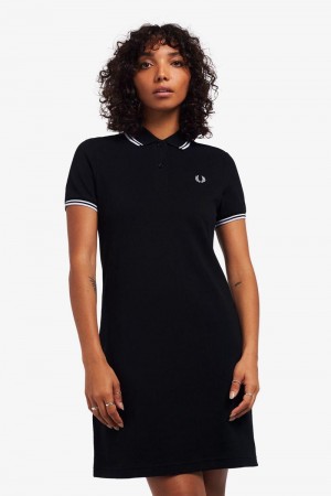 Black Fred Perry Twin Tipped Women's Dress | SG1154YXFU