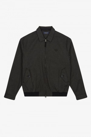 Black Fred Perry Wool Blend Zip-Through Men's Jackets | SG1776ILHS