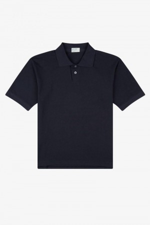 Black Navy Fred Perry SM6001 Men's Polo Shirts | SG1566PJJQ