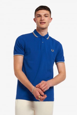 Blue Fred Perry M3600 Men's Polo Shirts | SG1622YXFU