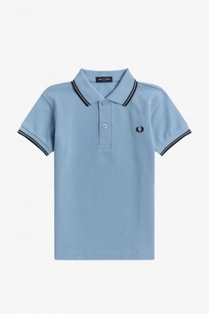 Blue Fred Perry Twin Tipped Kids' Shirts | SG2038UZGT