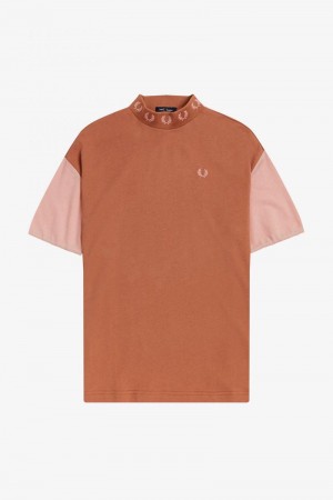 Bronze Fred Perry Colour Block Women's T Shirts | SG1019AHKP