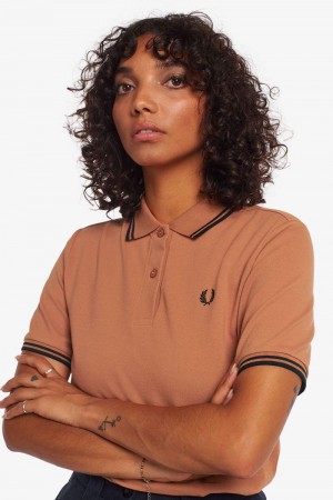 Bronze Fred Perry G3600 Women's Polo Shirts | SG1088ZUTG