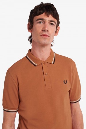 Bronze Fred Perry M3600 Men's Polo Shirts | SG1639GSOL