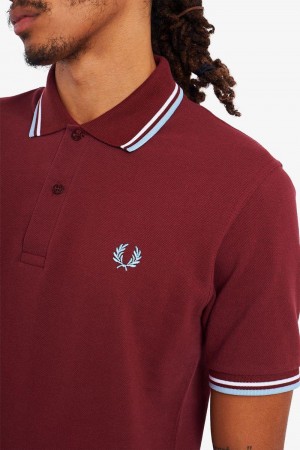 Burgundy Fred Perry M12 Men's Polo Shirts | SG1670PJJQ