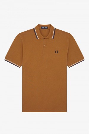 Camel Fred Perry M12 Men's Polo Shirts | SG1678WNBY