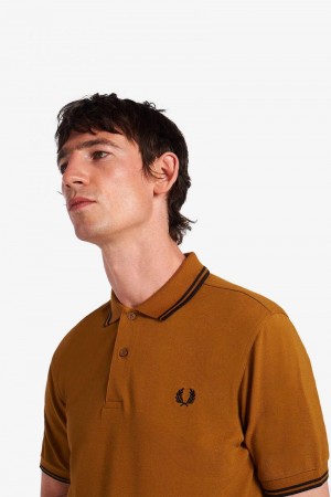 Camel Fred Perry M3600 Men's Polo Shirts | SG1638HAPK