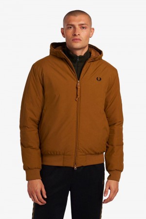 Camel Fred Perry Padded Hooded Brentham Men's Jackets | SG1829YXFU