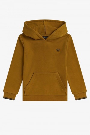 Camel Fred Perry Twin Tipped Hooded Kids' Sweatshirts | SG2034EBCX