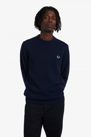 Dark Grey Fred Perry Tipped Crew Neck Jumper Men's Knitwear | SG1724ILHS