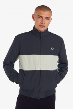 Deep Grey Fred Perry Colour Block Brentham Men's Jackets | SG1867KORI