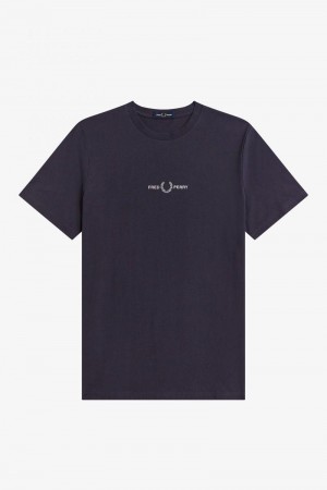 Deep Grey Fred Perry Embroidered Men's T Shirts | SG1400ZUTG