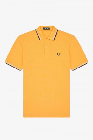 Gold Fred Perry M12 Men's Polo Shirts | SG1671OKIR