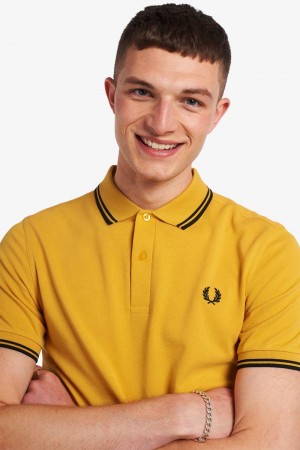 Gold Fred Perry M3600 Men's Polo Shirts | SG1629NWYB