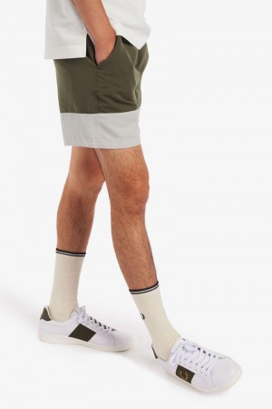 Green Fred Perry Colour Block Swim Men's Shorts | SG1496WNBY