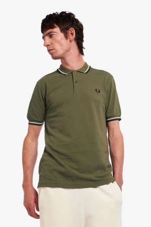 Green Fred Perry M3600 Men's Polo Shirts | SG1621UZGT