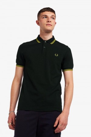 Green Fred Perry M3600 Men's Polo Shirts | SG1640FDNM