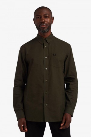 Green Fred Perry Oxford Men's Shirts | SG1534HAPK