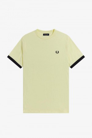 Green Fred Perry Ringer Men's T Shirts | SG1299JPQJ