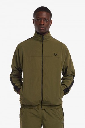 Green Fred Perry Tonal Taped Shell Men's Jackets | SG1783SGLO