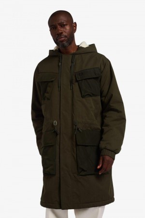 Green Fred Perry Utility Pocket Parka Men's Jackets | SG1778YXFU