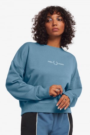 Grey Blue Fred Perry Branded Women's Sweatshirts | SG1052RVDW