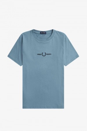 Grey Blue Fred Perry Embroidered Kids' T Shirts | SG2030NWYB