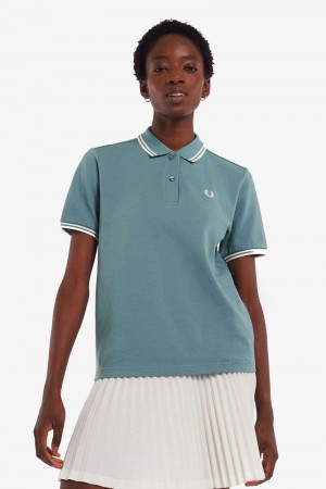 Grey Blue Fred Perry G3600 Women's Polo Shirts | SG1090KORI