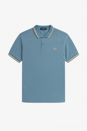 Grey Blue Fred Perry M3600 Men's Polo Shirts | SG1653QMAZ