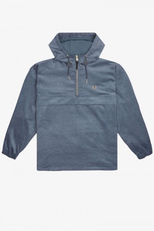 Grey Blue Fred Perry Overhead Cord Men's Jackets | SG1832OKIR