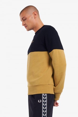 Grey Fred Perry Colour Block Men's Sweatshirts | SG1486SGLO