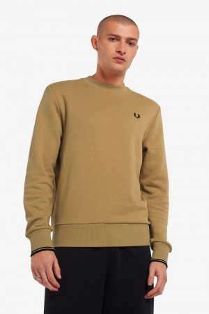 Grey Fred Perry Crew Neck Men's Sweatshirts | SG1477XYUF