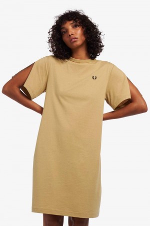 Grey Fred Perry Taped Insert Sleeve Women's Dress | SG1160MQZA