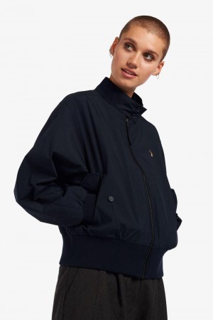 Navy Fred Perry Batwing Harrington Women's Jackets | SG1148SGLO