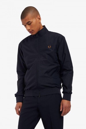 Navy Fred Perry Brentham Men's Jackets | SG1868LISH