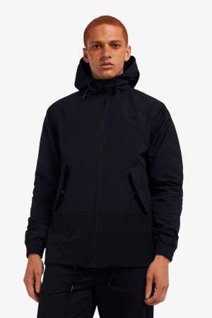 Navy Fred Perry Colour Block Sailing Men's Jackets | SG1863FDNM