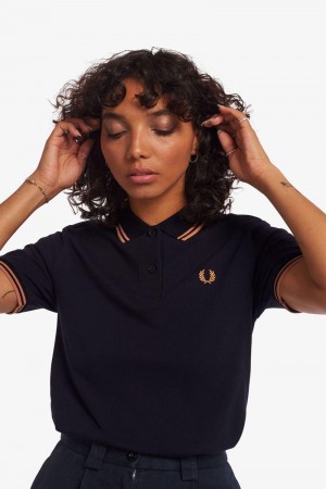 Navy Fred Perry G3600 Women's Polo Shirts | SG1082MQZA