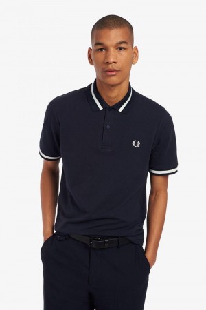 Navy Fred Perry M2 Men's Polo Shirts | SG1659XYUF