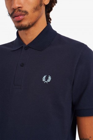 Navy Fred Perry M3 Men's Polo Shirts | SG1656BEXC