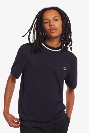 Navy Fred Perry M7 Men's T Shirts | SG1327GSOL