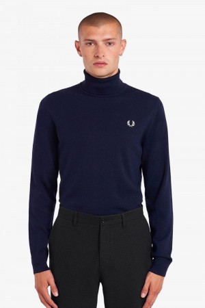 Navy Fred Perry Roll Neck Jumper Men's Knitwear | SG1730WNBY