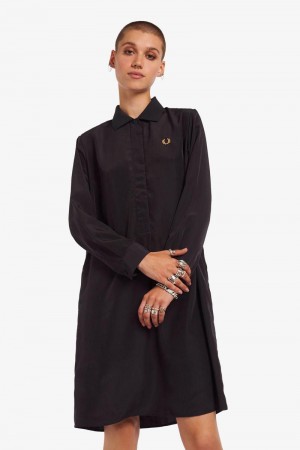 Navy Fred Perry Shirt Women's Dress | SG1166ZUTG