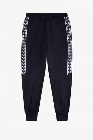 Navy Fred Perry Taped Track Women's Pants | SG1092HAPK