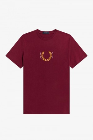 Red Fred Perry Laurel Wreath Men's T Shirts | SG1344BEXC