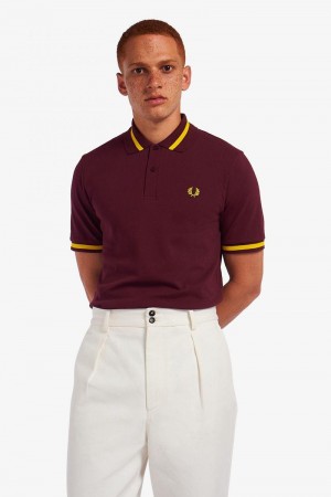 Red Fred Perry M2 Men's Polo Shirts | SG1662KORI