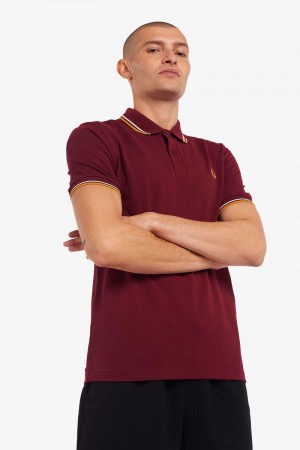 Red Fred Perry M3600 Men's Polo Shirts | SG1602MQZA