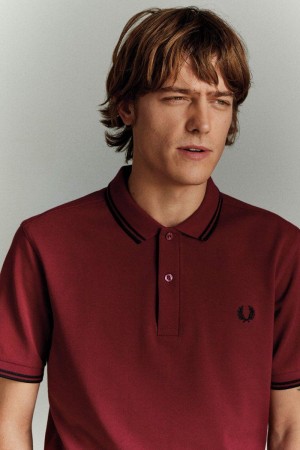 Red Fred Perry M3600 Men's Polo Shirts | SG1603NWYB