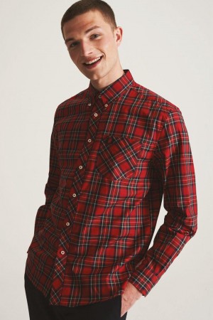 Red Fred Perry M8820 Men's Shirts | SG1540PJJQ