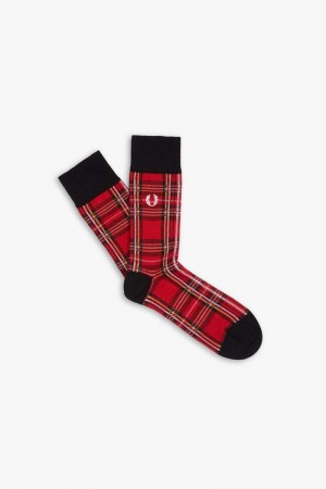 Red Fred Perry Royal Stewart Tartan Men's Socks | SG1881YXFU