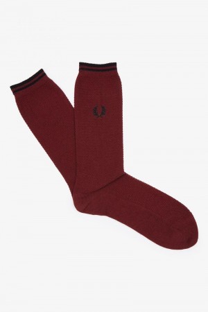 Red Fred Perry Tipped Men's Socks | SG1874NWYB